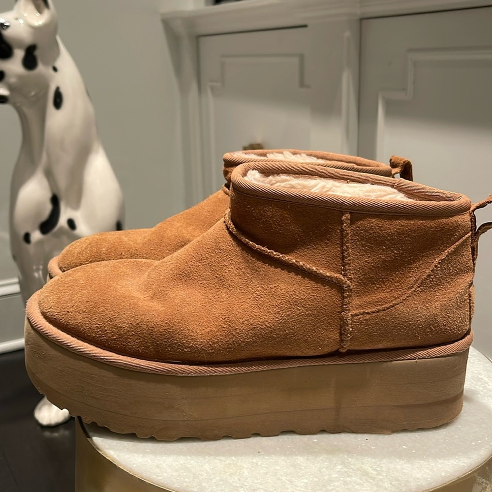 Ugg Classic Ultra Mini 1135092 Women's US 10 Chestnut Suede Platform Boots